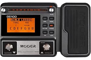 MOOER GE100 Multi-Effects Guitar Pedal with 80 Presets, 66 Effects, Loop and 40 Drum Rythm. Distortion, Expression Volume Wah Pedal, Tap Tempo, Headphone Out, LED Screen, Tuner