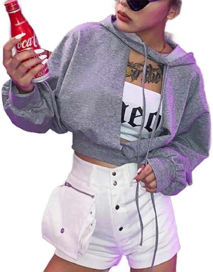 open chest cropped hoodie