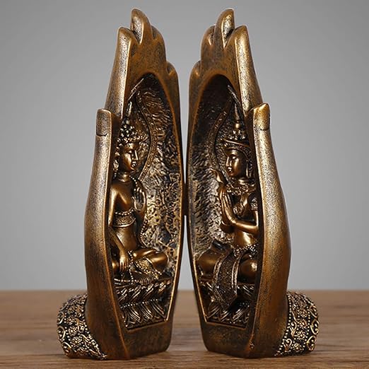 Amazon Com Nbhuzehua Buddha Sitting In Hand Statue Resin Lao Thai
