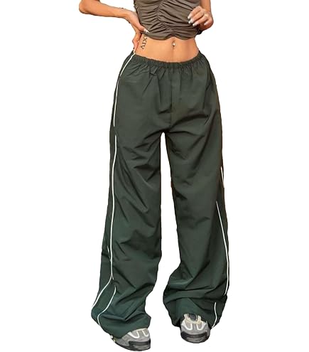 Amazon.com: XPONNI Track Pants Women Baggy Y2k Parachute Pants for