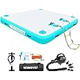 VEBESYET Inflatable Floating Dock Platform with Electric Pump, 6 Inch Thick Multi-Person Floating Island Raft for Beach Lake Boating Ocean