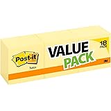 Post-it Notes, America’s #1 Favorite Sticky Note, 3 in x 3 in, Canary Yellow, 14 Pads/Pack + 4 Free Pads, 18 Pads Total, 100 Sheets/Pad
