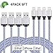 Xcords(TM) Lightning Cable, 4Pack 6FT Nylon Braided 8 Pin iPhone Charging Cable Cord Compatible with iPhone 7/7+ /6s /6s+ /6+ /6 /5s /5c /5 /iPad Mini /iPad Air /iPad5 /iPod iOS10(White)