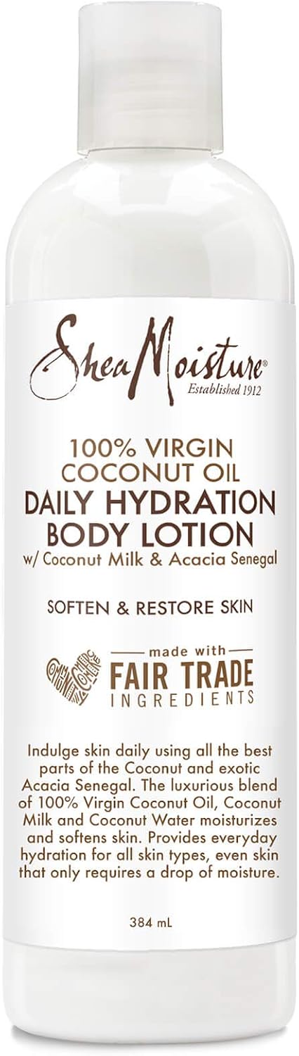 Shea Moisture 100% Virgin Coconut Oil Daily Hydration Body Lotion, with Coconut Milk and Acacia Senegal, to Soften and Restore 384 ml
