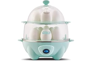 DASH Deluxe Rapid Egg Cooker for Hard Boiled, Poached, Scrambled Eggs, Omelets, Steamed Vegetables, Dumplings & More, 12 capacity, with Auto Shut Off Feature - Aqua