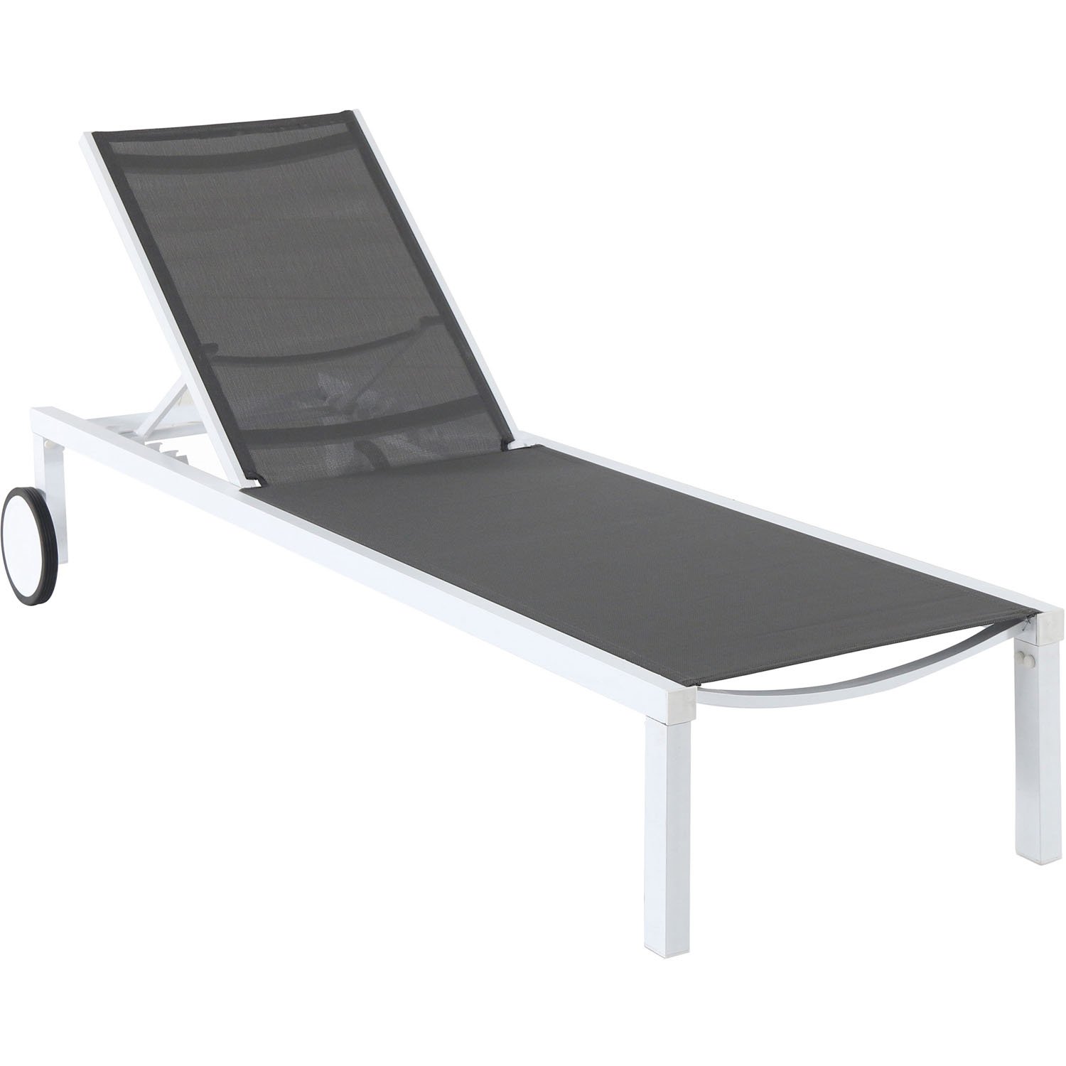 Hanover Windham Adjustable Sling Chaise Lounge Chair, Modern Outdoor Lounge Chair for Patio, Backyard, Poolside, Rust-Resistant Aluminum Frame, Weather-Resistant, Gray/White