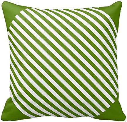 Custom Home Design Dark Green and White Inclined Stripe Design Pillowcase for Sofa Decorative 16X16 Inch