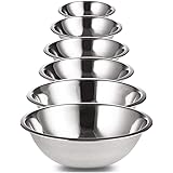 Casa Haus Mixing Bowls (Set of 6) Premium Stainless Steel - Easy to Clean, Nesting Bowls for Space Saving Storage, Great for 