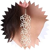 Andelaisi Boho Hollow Flower Dangle Earrings Vintage Filigree Flower Earrings Gold Rose Flower Hook Earrings Flower Super Lightweight Earrings Jewelry for Women