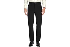 Plaid&Plain Men's 4-Way Flex Stretch Slim Fit Dress Pants