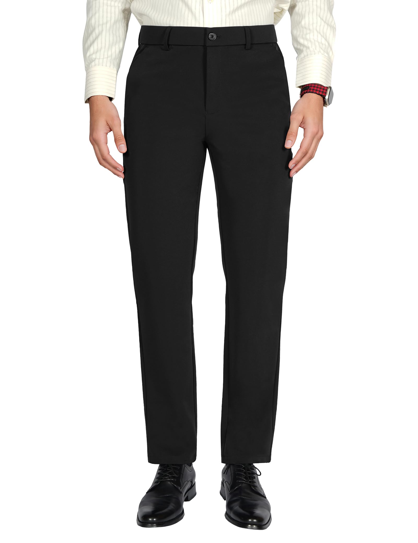 Plaid&Plain Men's Slim Fit Dress Pants Formal Pants Dress Slacks for ...