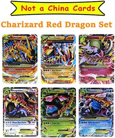 Set of 6 Mega EX Cards (Plastic Laminated Cards) Charizard Y Version, Primal Groudon and etc "NOT A CHINA CARDS" English Platinum Flash Cards