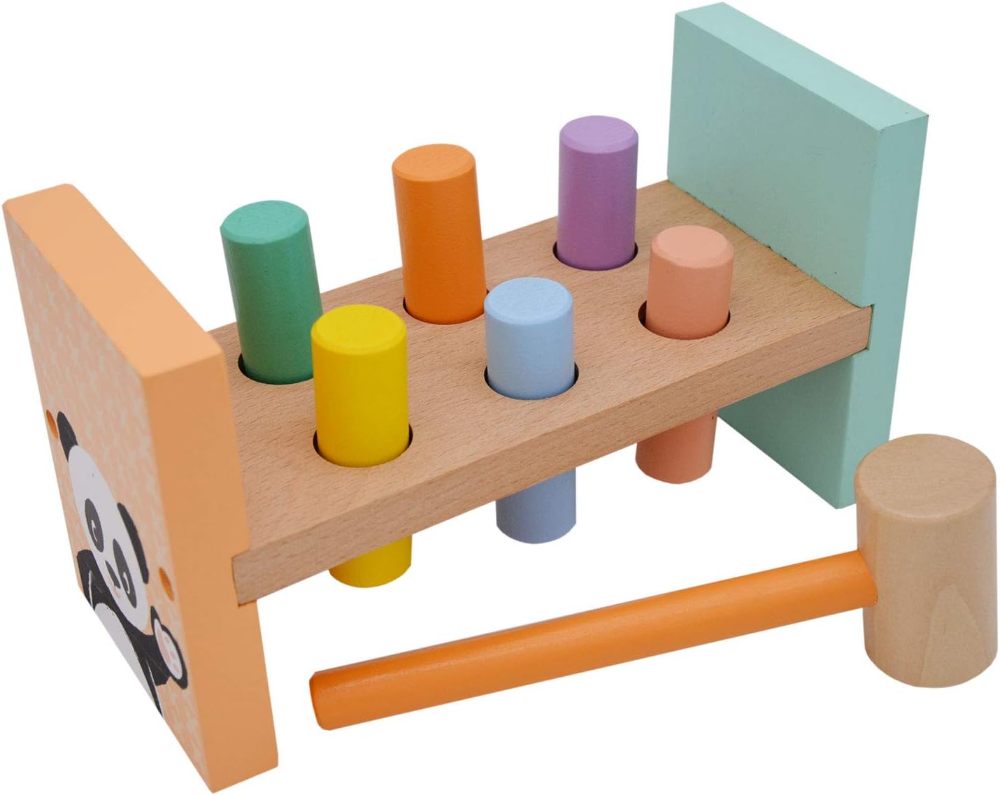 jumini Toy Wooden Hammer Bench Pound a Peg with Wooden Hammer and