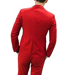 MOGU Mens Slim Fit 3 Piece Suit Blazer Jacket Pants
