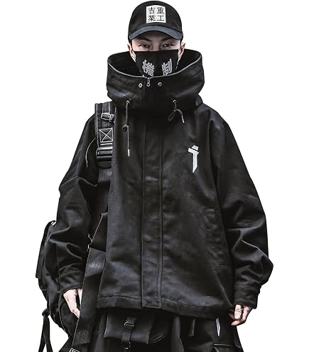 ジャケット・アウター fairy grunge black far jacket archivey2k Men's Fairy Grunge Zip Up Jacket Y2k Acubi Cyber Punk Outerwear