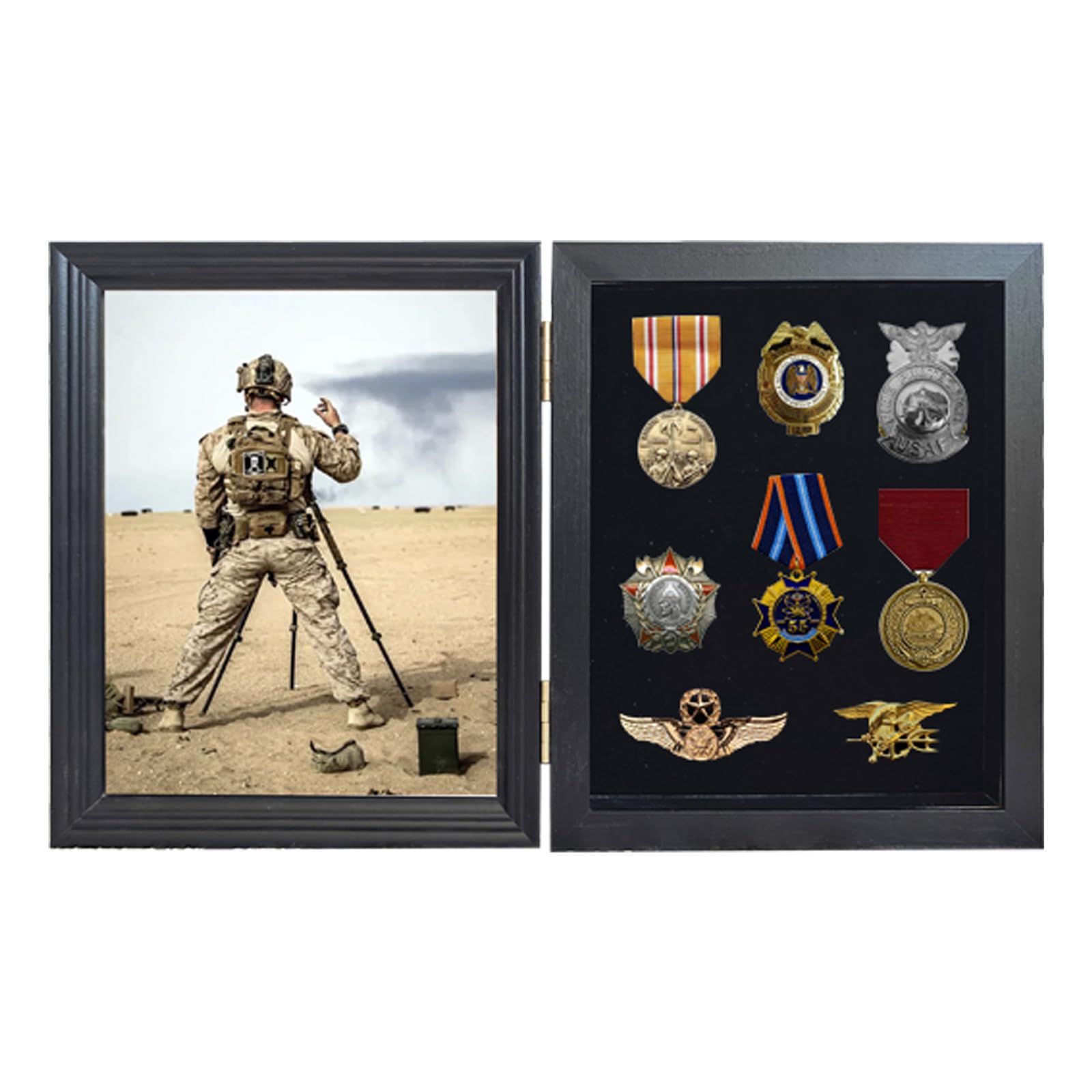 Photo 1 of Souvenir Display Cabinet,Pin Display Box Pin Collection Display Box Military Medal Display Frame with 98% UV Protection HD Glass Door for Beach Tags Jewelry Badge Ribbon Patch Badge Ribbon Sports Pin