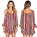 XILALU Women's Summer Rainbow Print Fringed Beach Dress Loose Chiffon Strap Dress (XXL)