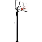 Silverback Height Adjustable In-Ground Basketball Hoop with Tempered Glass Backboard, Pro-Style Breakaway Rim &amp; Backboard Pad