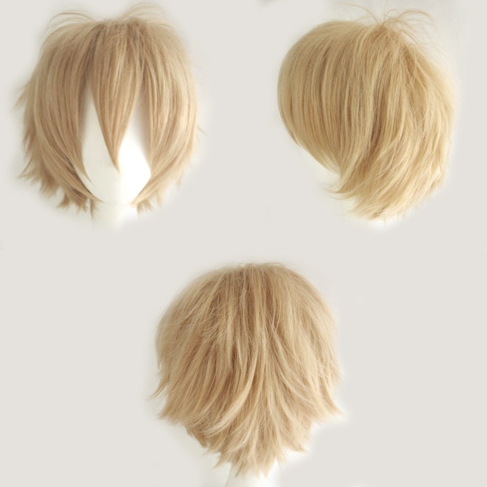 S-noilite Cosplay Curly Hair Tail Full wigs Short Linen Blonde Wig Women/Men Wig — image 1