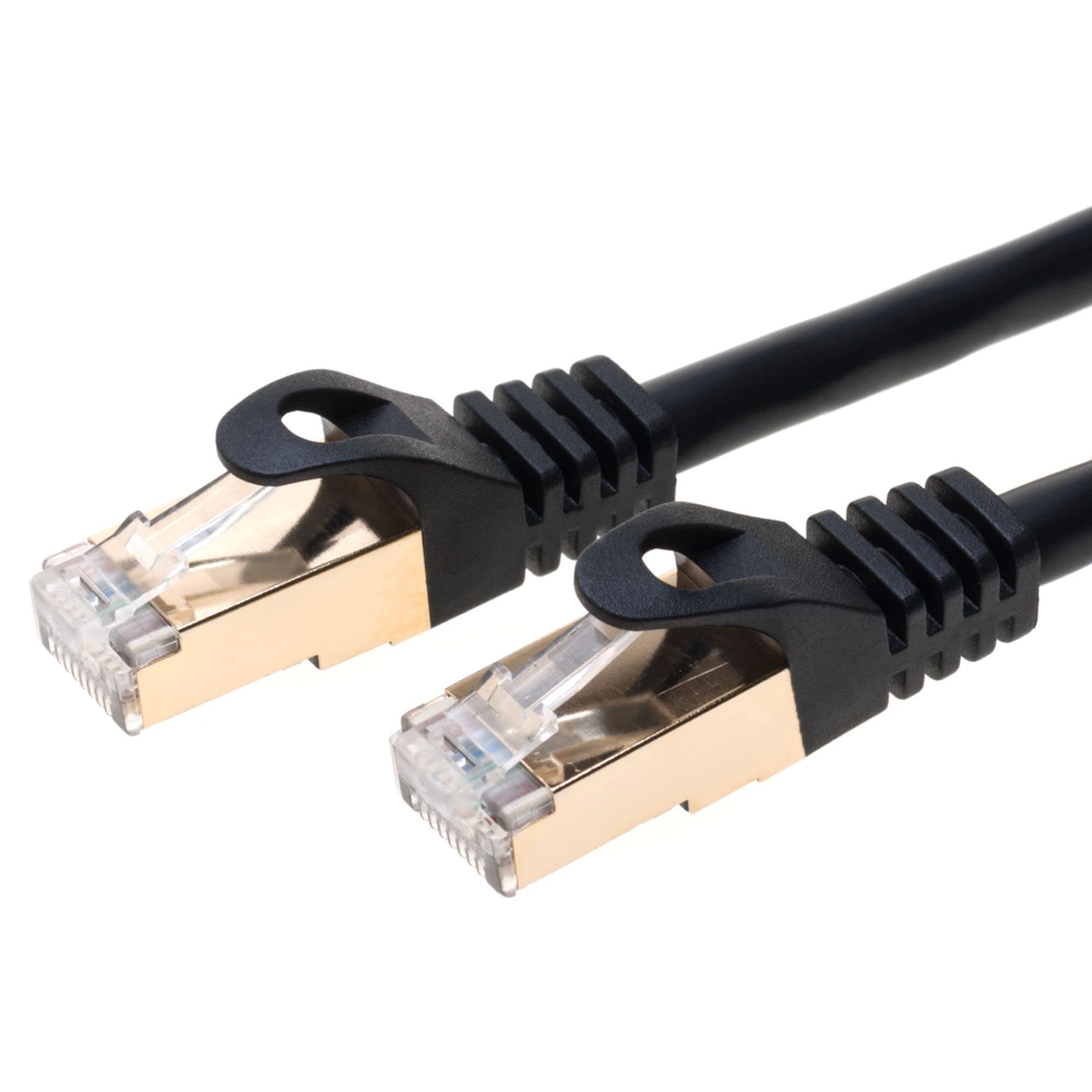 Cables Direct Online Black Cat7 Ethernet Patch Cable High Speed 10Gpbs Network Patch Cord, SFTP Copper 600 MHz, Double-Shielded, Internet Compatible With Router, Modem, Smart TV, Laptop, Consoles 15M