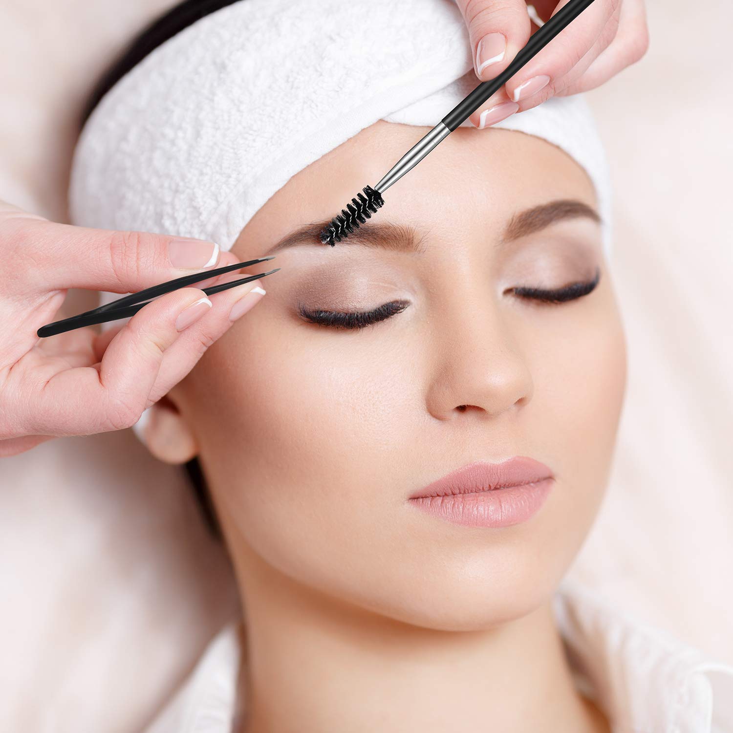 16 Pieces Eyebrow Tweezers Grooming Kit, 16 in 1 Eyebrow Kit with Eyebrow Scissors Trimmer Brush Razor Tweezers Stencil Shaper, Eyelash Curler False Eyelashes Applicator Tool Brows Dermaplaning Tools: Beauty