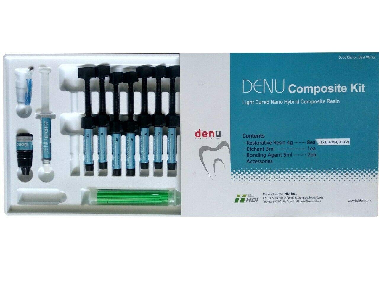 DENU KOREA Composite Kit Dental Nano Hybrid Light Cure 7 Syringes Korea