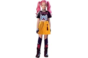 Girl Kpop Hunter Costume Halloween Cosplay Stage Clothes for Kid 6-12 Years Idol Demon-Hunting Movie Idol Teen Outfit