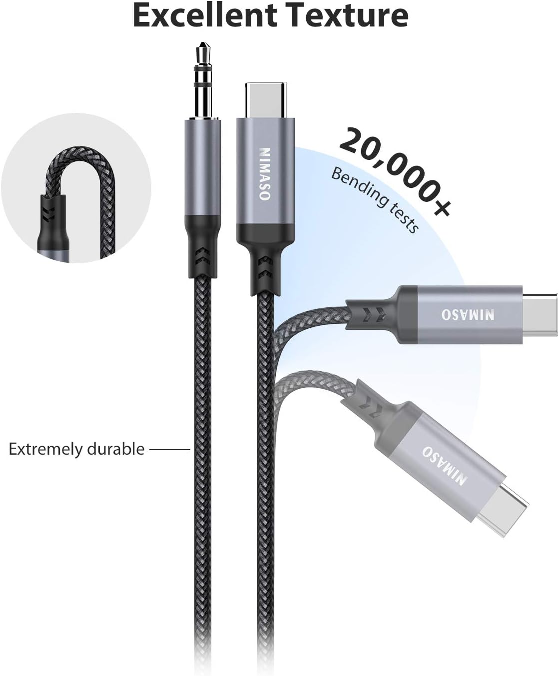 NIMASO USB C to 3.5mm Audio Aux Jack Cable(1.2m) - Image 5