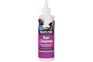 Nutri-Vet Ear Cleanse for Dogs, Liquid Ear Cleanser with Soothing Aloe and Salicylic Acid, Removes and Cleans Wax, Dirt, and Debris, Deodorizes, and Itch Relief, Gentle Veterinarian Formulated, 8oz