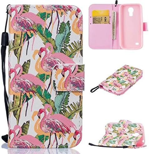 Galaxy S4 Mini Case, Ngift [Flamingos] Premium PU Flip Wallet Case Cover with Credit Card Holder [Wrist Strap] Leather Case for Samsung Galaxy S4 Mini i9190