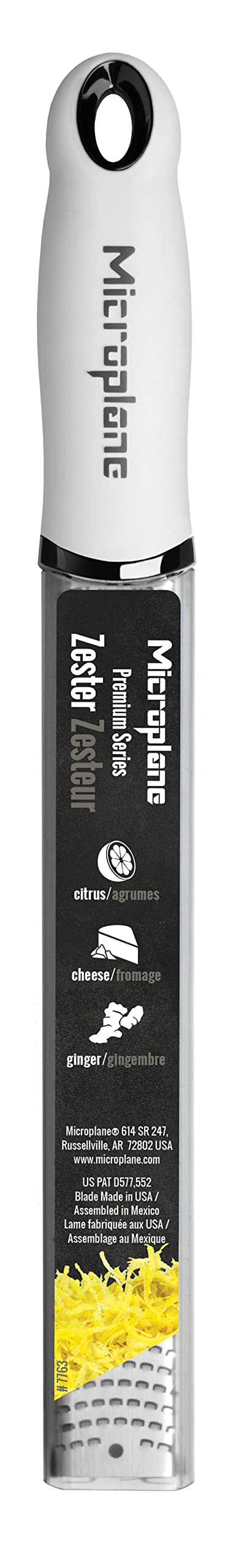 Microplane Premium Classic Citrus Zester Tool and Parmesan Cheese Grater - White