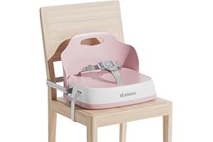 UBRAVOO Baby Booster Seats, Toddler Booster Seat for Dining Table with Adjustable Straps, Portable Compact Portable Baby Chair for Dining and Travel (Pink)