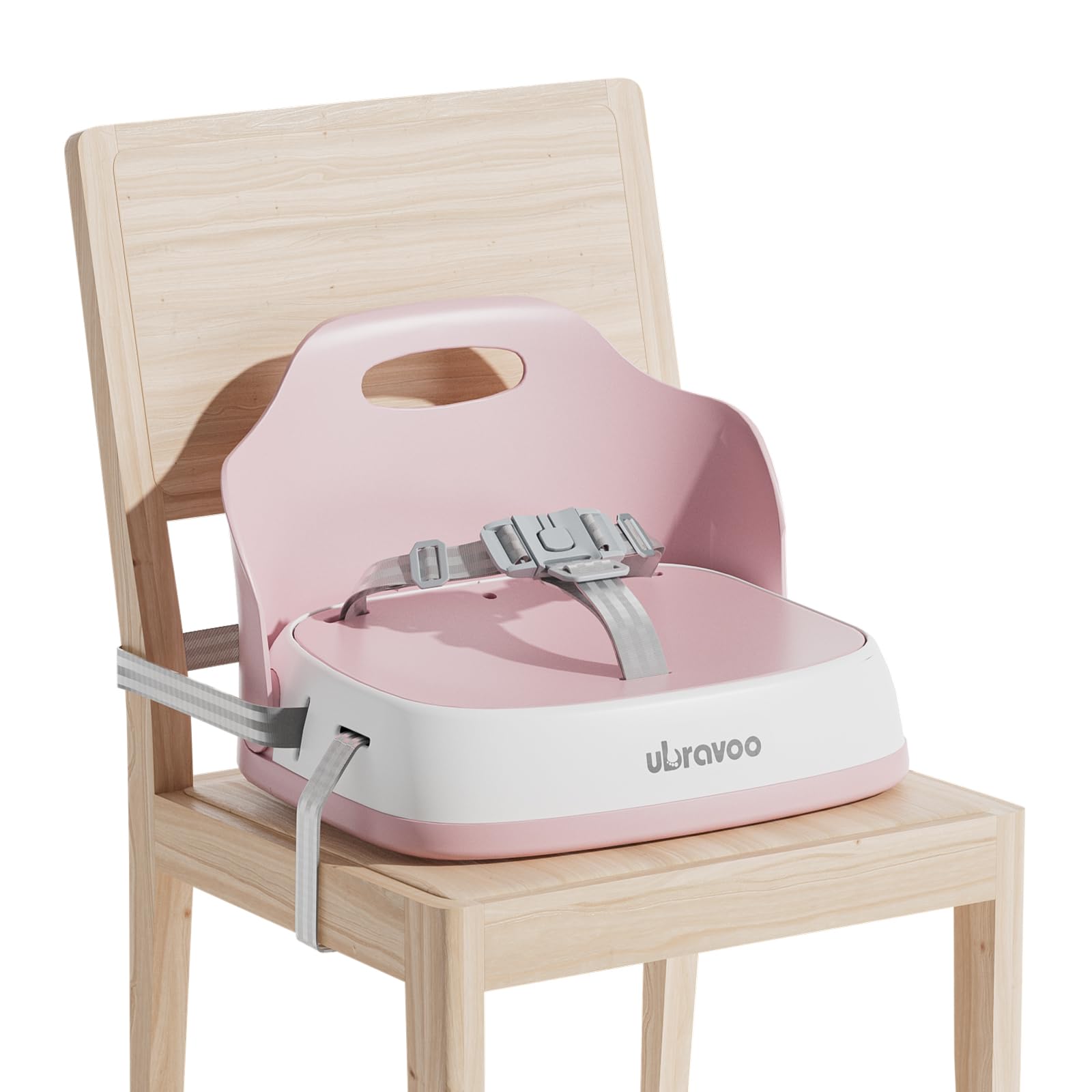 Photo 1 of UBRAVOO Baby Booster Seats, Toddler Booster Seat for Dining Table with Adjustable Straps, Portable Compact Portable Baby Chair for Dining and Travel (Pink)