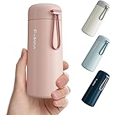 8 oz Water Bottles Made of 304 Stainless Steel, Small Water Bottles Double Wall Vacuum Insulation for Hot&Cold Drinks, Water Bottle Purse with Carry Handle - 100% Leakproof(Pink)