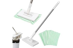 Snap Grip Mini Mop, Zero Touch Lazy Mop with One-Click Cloth Changing, Adjustable Locking Handle for Wet & Dry Mopping, for F