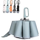 QWB TUMAAOTU Inverted Umbrella with Carabiner Handle, Compact Wind Proof Umbrellas For Rain and Sun Protection, Portable Reverse Folding Umbrella, Car Umbrella for Women Men, 10 Ribs