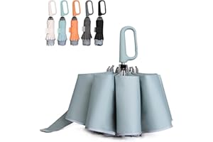 QWB TUMAAOTU Inverted Umbrella with Carabiner Handle, Compact Wind Proof Umbrellas For Rain and Sun Protection, Portable Reverse Folding Umbrella, Car Umbrella for Women Men, 10 Ribs