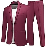Moncace Men's 2 Piece Suit Slim Fit Two Button Solid Blazer and Pants Tuxedo Set for Wedding Business Formal Prom Dinner