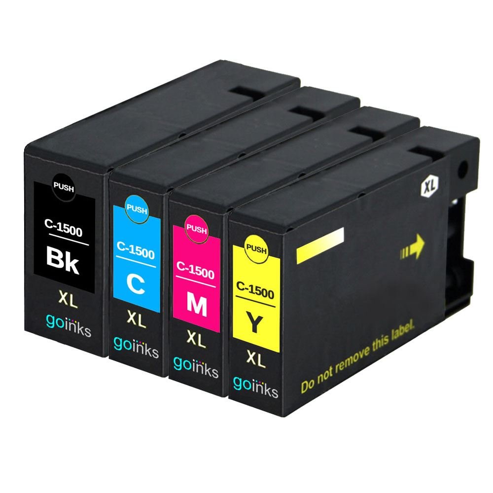 Go Inks 1 Set of 4 Ink Cartridges to replace Canon PGI-1500XL Compatible/non-OEM for PIXMA Printers (4 Inks)
