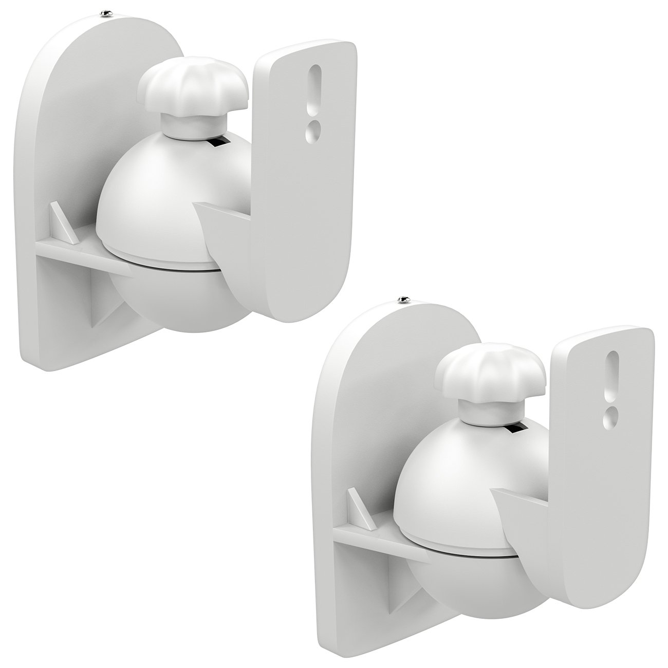 deleyCON 2x Universal Speaker Wall Mounts Loudspeaker Wall Mountings Tilt + Swivel & up to 3.5 Kg Load Weight - Ceiling Mounting + Wall Fitting - White