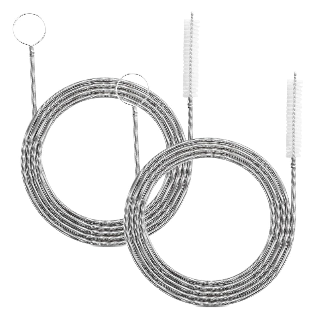 Pipe Cleaner Brush, 2 PCS Shower Drain Unblocker Tools, Sink Drain Cleaners and Unblockers, Flexible Feeding Tube Cleaning Brush, For Pipeline unclogging and cleaning, Silver, 1.5 M