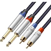 Tisino RCA to 1/4" Cable,Dual RCA to Dual 1/4" TS HiFi Audio Cable, 3.3FT | Dual 1/4" TS to 2 RCA Male Interconnect Cable for Mixer, Amp, Studio, Gold-Plated OFC Shielded Stereo Audio Patch Cords