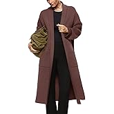 Womens Long Sleeve Maxi Cardigan Open Front Oversized Knitted Sweater Coat Casual Lapel Warm Overcoat with Pockets