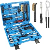 Brake Tools 15PC Drum &amp; Disc Brake Tool Kit Labor-saving Drum Brake Spring Tool Anti-rust Brake Installer Remover Adjusting Tool with Brake Spring Pliers/Compressor/Puller, Brake Caliper Cleaning Tool