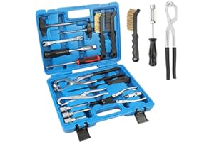 KAISAL Brake Tools 15PC Drum & Disc Brake Tool Kit Labor-saving Drum Brake Spring Tool Anti-rust Brake Installer Remover Adjusting Tool with Brake Spring Pliers/Compressor/Puller, Brake Caliper Cleaning Tool