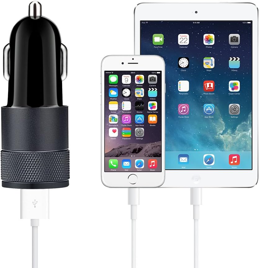 Car Charger,Sicodo 2-Pack 3.4A Dual USB Port Rapid Car Charger Adapter Compatible with iPhoneX,8,8 Plus,7 Plus,7S,6 Plus,6S,iPad,Tablet,Samsung Galaxy S9 S8,S7 Edge,HTC,Sony and Other USB Device 