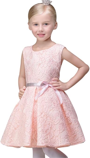 Robe De Mariage Bebe Fille Dentelle Couleur Unie Sans Manches Robe De Soiree Plier Le Bord Couture Tutu Bowknot Robe Xinxinyu 2t Rose Amazon Fr Cuisine Maison