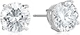 Amazon Essentials Plated Sterling Silver Cubic Zirconia Stud Earrings (Round & Princess)