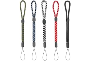 YOUOWO 5 Pack Wrist Lanyards Adjustable Length Lanyard,For Keys Car Flashlight Cell Phone Pen Wraps Wristlet Keychain,Black Red Blue Green White&Black