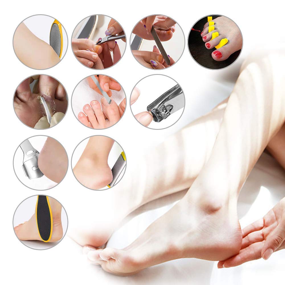 Pedicure Kit Professional Tools 22 in 1, MOLYHUA Foot Care Pedicure Set Stainless Steel Foot Rasp Foot Dead Skin Remover Pedicure Kit professional products for Men/Women : Beauty